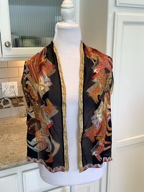 Laurel Burch Black Horse Silk Oblong Scarf with Sequins